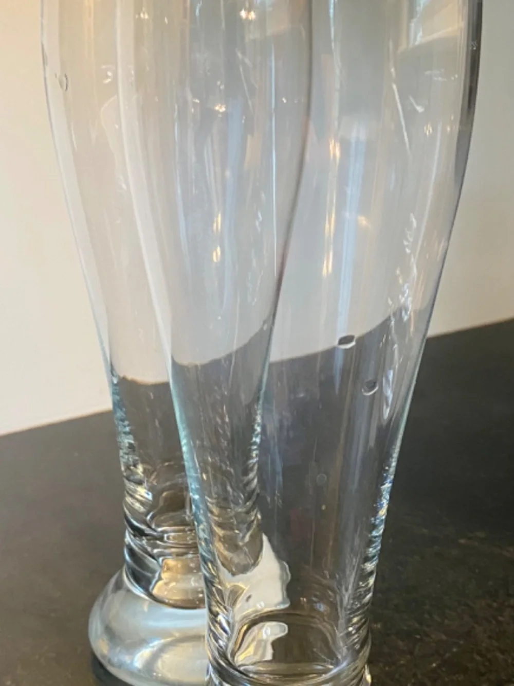 Bavarian Beer Glasses. 20+ Ounces. Clear. Tall. Maybe Schott.